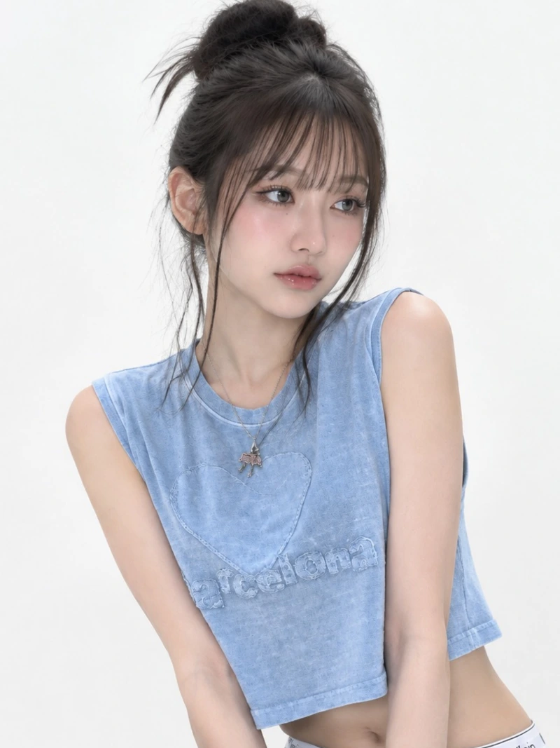 Blue Heart Pigment Wash Tank Top