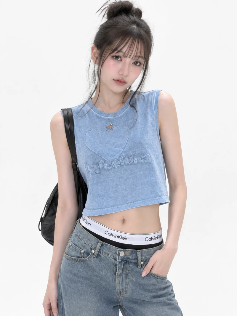 Blue Heart Pigment Wash Tank Top