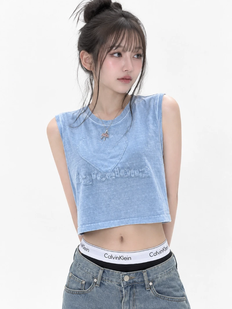 Blue Heart Pigment Wash Tank Top