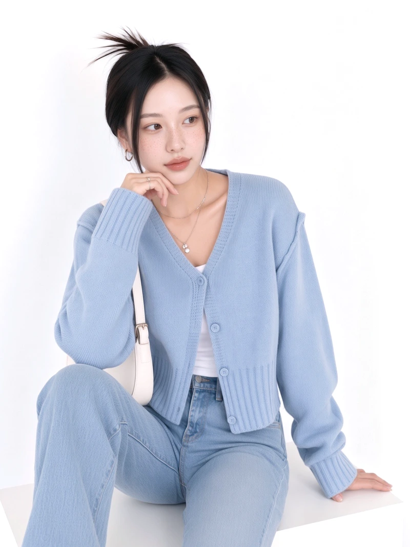 Knit Jacquard Lettering Color Block Cardigan
