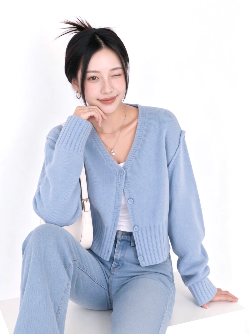 Knit Jacquard Lettering Color Block Cardigan