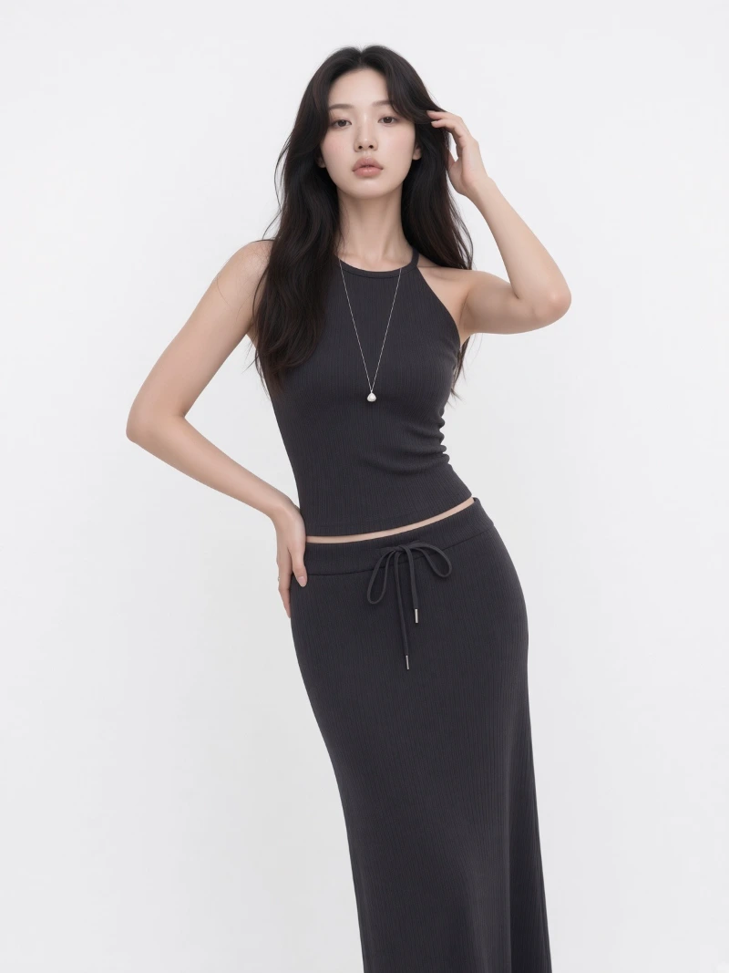 Halter Neck Top & Long Skirt Set