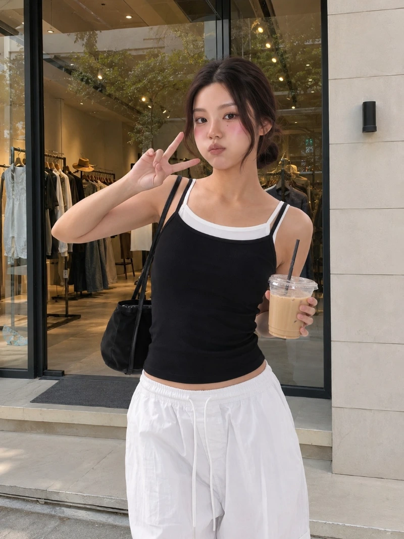 簡約黑白拼色背心