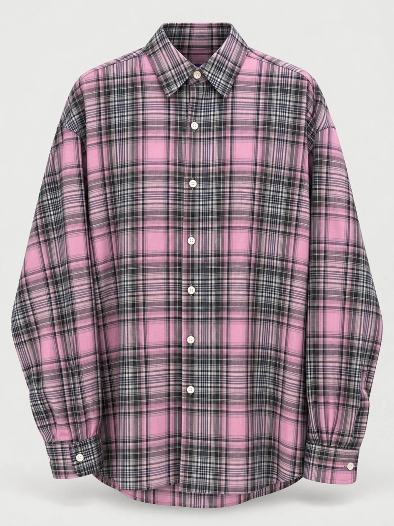 Purple Striped Check Shirt