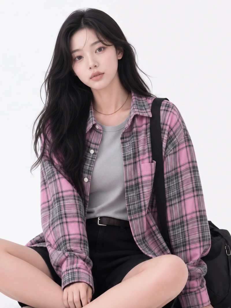 Dark Pink Striped Check Shirt
